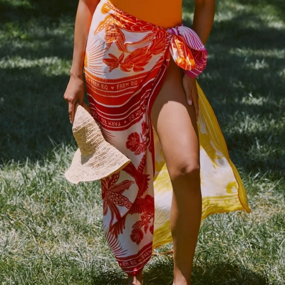 New Farm Rio Tropic Dream Printed Pareo Swim Beach Cover-Up One Size NWT - Picture 5 of 12